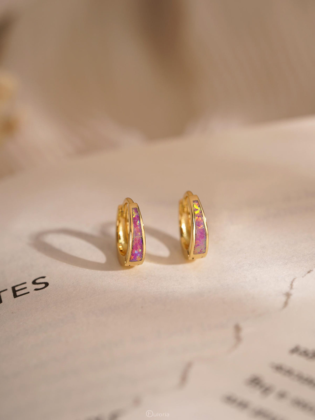 Classic Opal Hoop Earrings, White Blue Pink Opal Huggie Earrings, Minimalist Earrings for Women, Opal Jewelry, Bridesmaid Gift, Gift for Mom