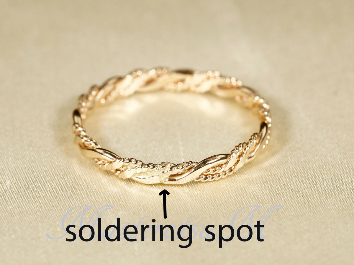 Twist No.6- Twisted Style braided Flat 14K Gold Filled Ring: Stackable 2.2mm Band