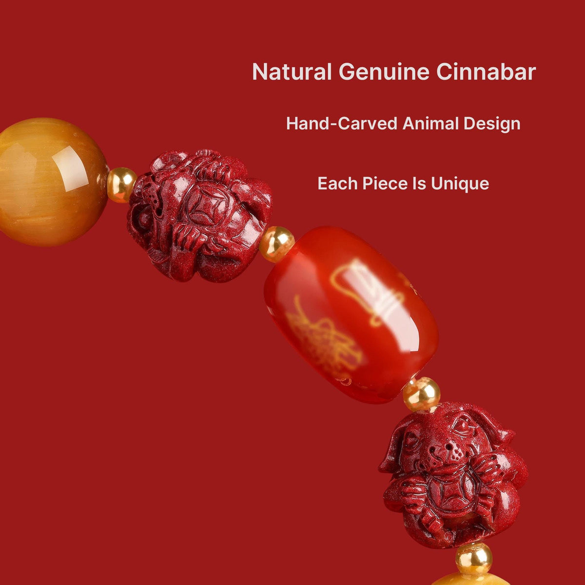 2027 Zodiac Gift Bracelet, Tai Sui Protection Bracelet, Natural Cinnabar & Gemstones, San He Liu He Talisman, Temple Blessed Chinese Zodiac