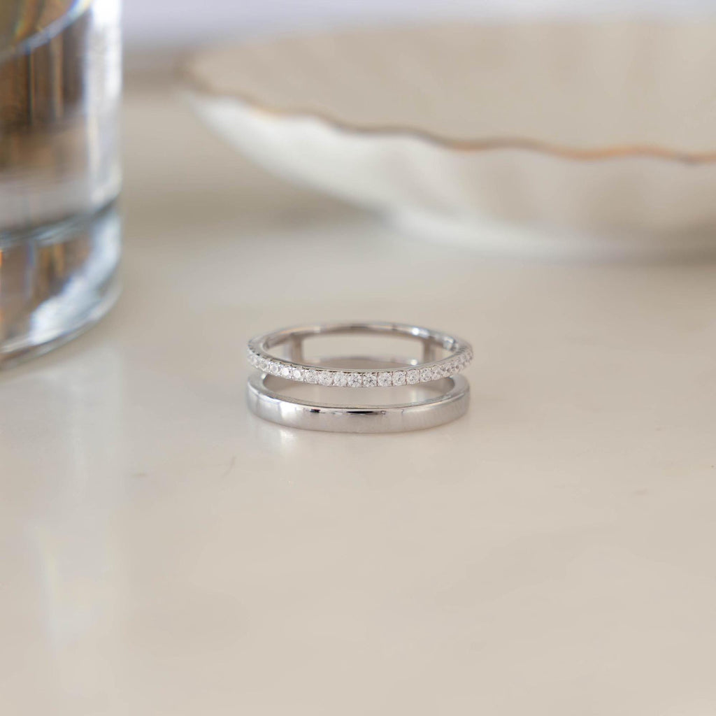 Double Band Ring, Dainty Ring, Wedding Band, Stacking Ring, Minimalist Ring, Gift for Her, Gold Ring, Silver Ring, Diamond Ring