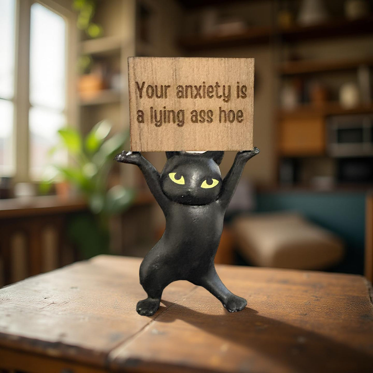 Funny Cat Figurine Your Anxiety Is a Lying Ass Sassy Mental Health Gift Blunt Affirmation Decor Anxiety Relief Self Care Desk Cat