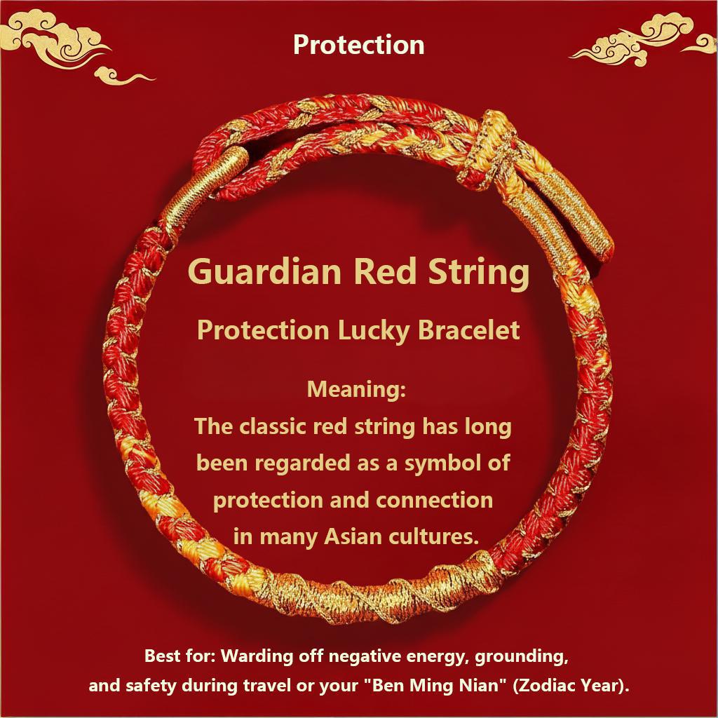 Temple Blessed Red String Bracelet, Feng Shui Protection Bracelet, Lucky Charm Amulet, Handwoven Spiritual Jewelry Gift for Women Men
