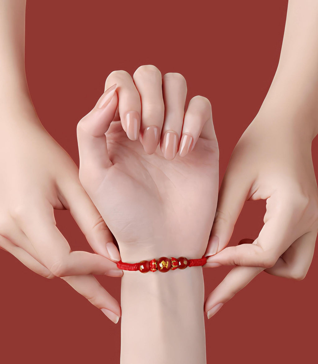 2027 Zodiac Protection Bracelet, Red String Agate Amulet, Energy Shield for Year of the Goat, Temple Blessed Gift