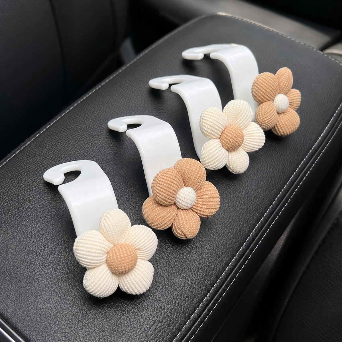 Crochet Flower Car Seat Hook, Cute Headrest Purse Hanger, Shopping Bag Holder, Floral Vehicle Organizer, Handbag and Back Seat Accessory