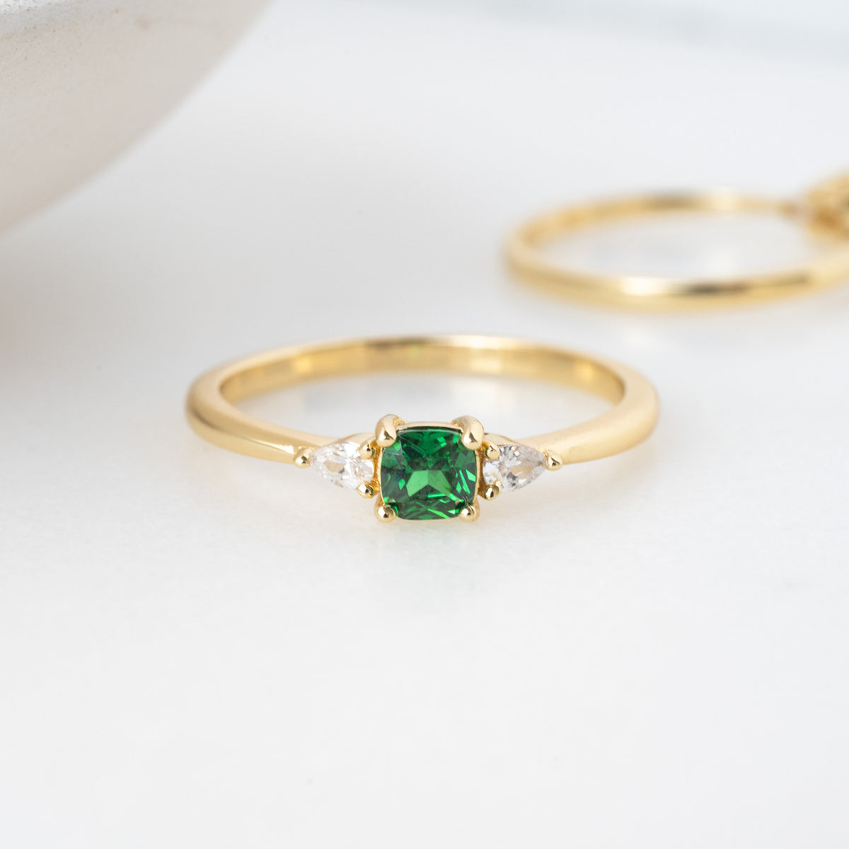 Dainty Emerald Ring, Emerald Stacking Ring, May Birthstone, Minimalist Emerald Ring, Gift for Her, Gemstone Ring, Promise Ring, Dainty Ring