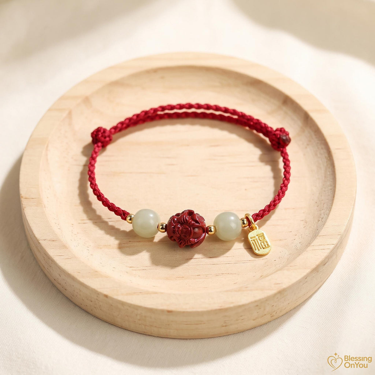 Handmade Red String Zodiac Bracelet, Cinnabar Bead, Temple Blessing Charm (2027 Goat), Jade Beads, Lucky Protection Jewelry,Gift for Her Him