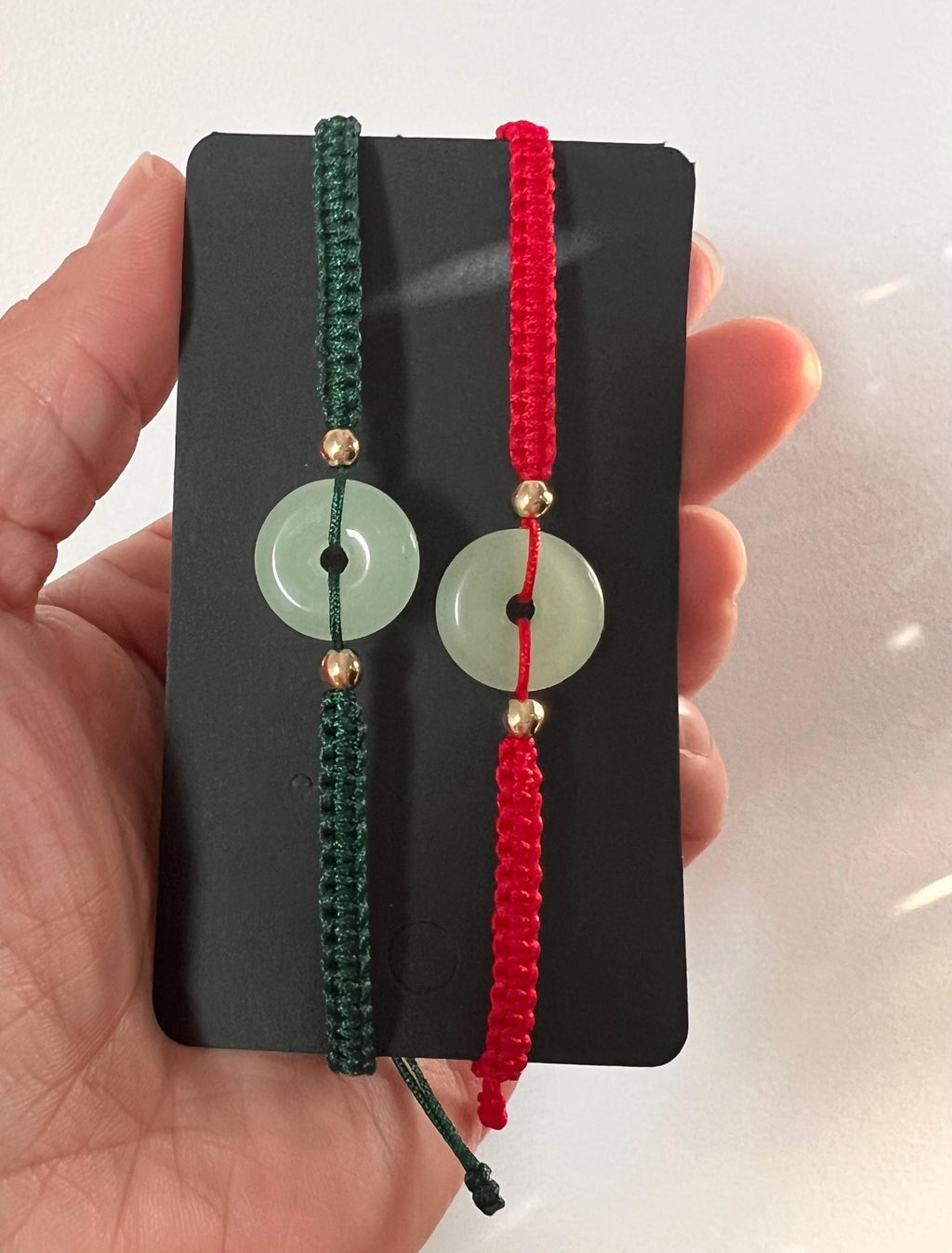 Green Donut Safety Buckle Bracelet ADJUSTABLE, Good Fortune Bracelet, Good Luck Bracelet, Red String Bracelet
