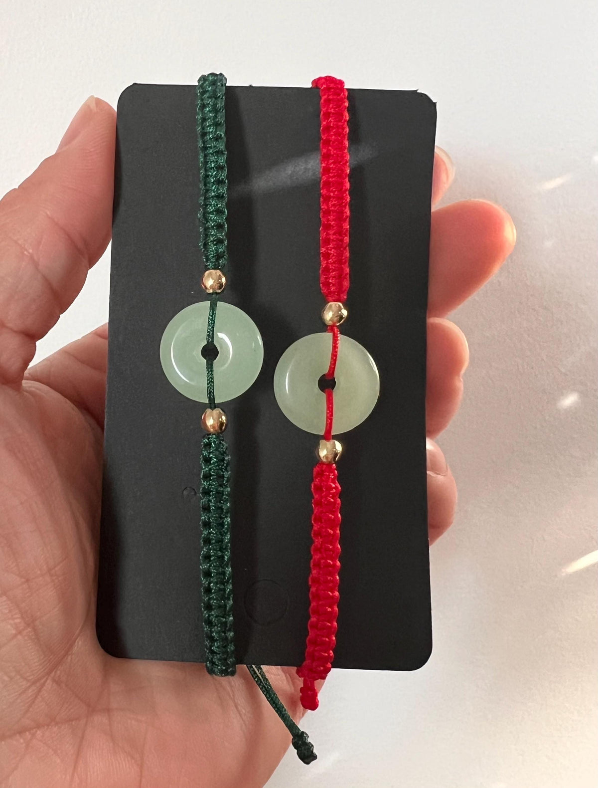 Green Donut Safety Buckle Bracelet ADJUSTABLE, Good Fortune Bracelet, Good Luck Bracelet, Red String Bracelet
