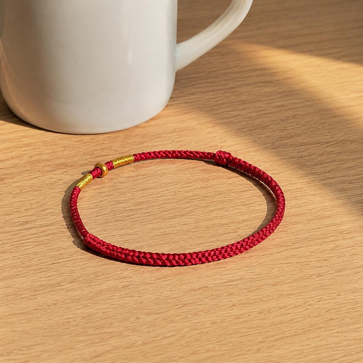Adjustable Woven Cord Bracelet with 24K Pure Gold Accent