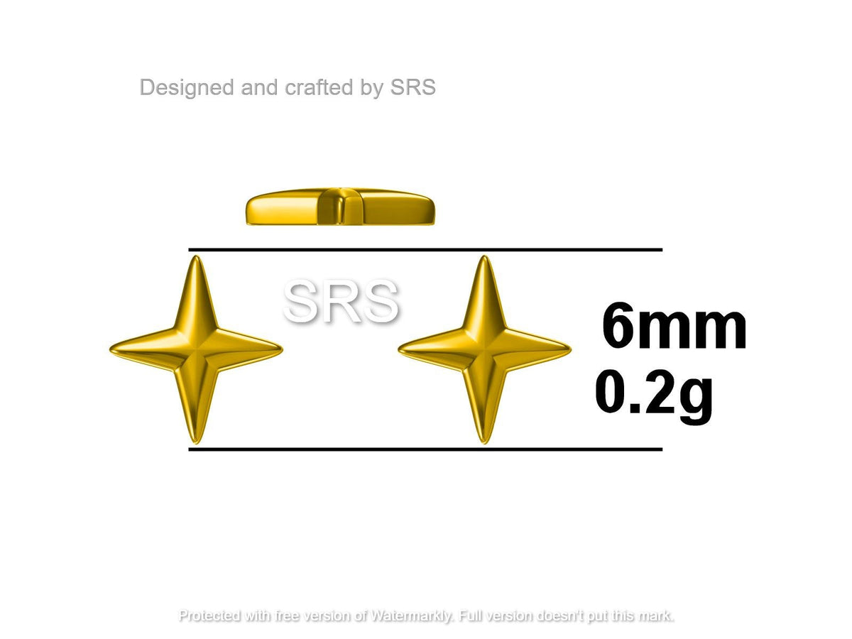 Four Point Star Stud Earrings in Sterling Silver, Tiny Celestial Stud, Gold or Silver, Tiny Star Earrings