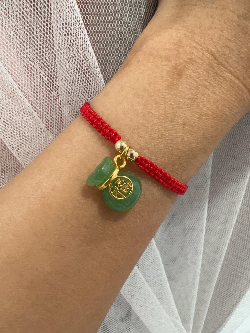 Lucky Bag Bracelet ADJUSTABLE, Good Fortune Bracelet, Good Luck Prosperity Bracelet, Red String Bracelet, Fu Bag
