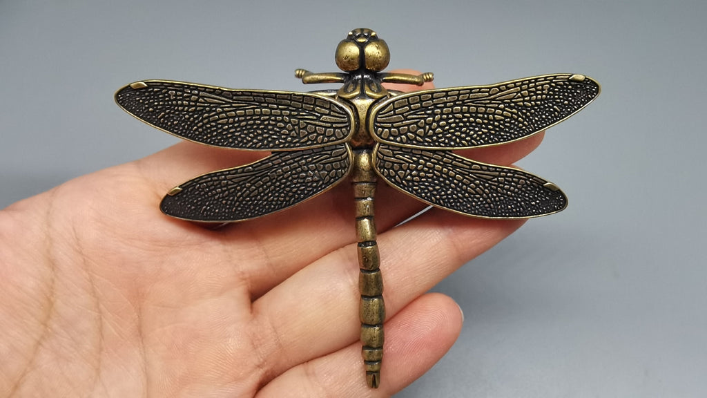 Brass Dragonfly Statue, Home Decor, Detachable Wing Sculpture, Animal Sculpture