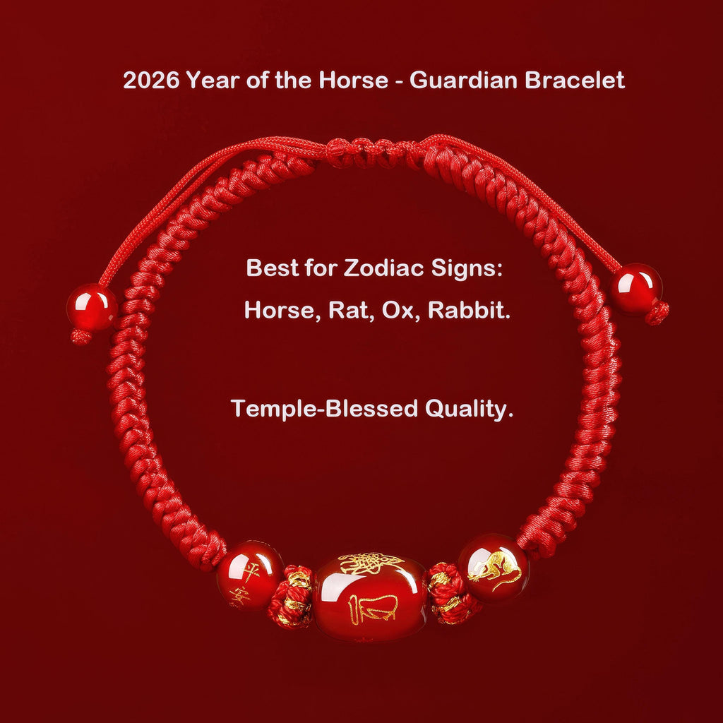 2027 Year of the Goat Protection Bracelet, Red String Agate Amulet, Feng Shui Good Luck Gift for Zodiac Goat, Rat, Ox, Dog