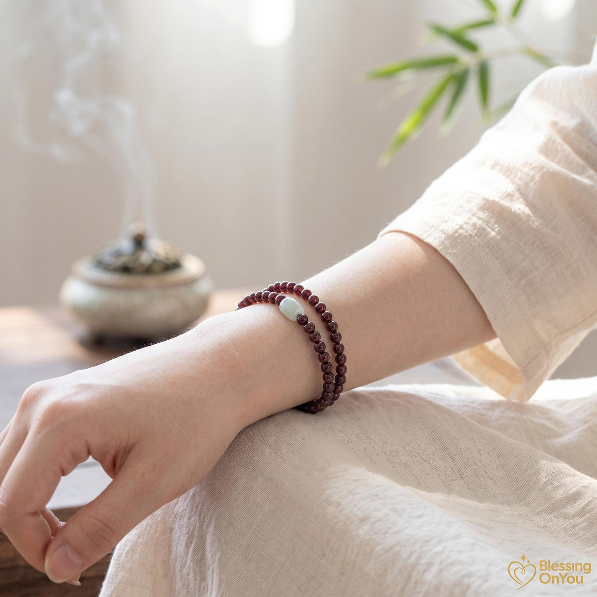 Red Sandalwood Bead Bracelet | Multi Wrap Mala Bracelet | Double Triple Wrap Buddhist Prayer Beads | Minimalist Wood Energy Protection Gift