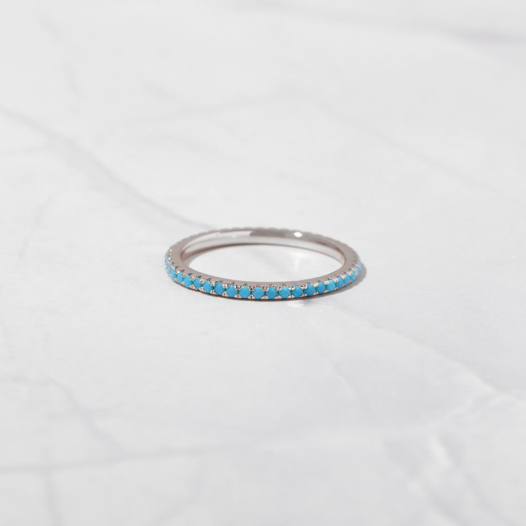 Turquoise Eternity Ring, Turquoise Ring, Dainty Ring, Turquoise Jewelry, Dainty Ring, Stacking Ring, Everyday Ring, Gift for Her