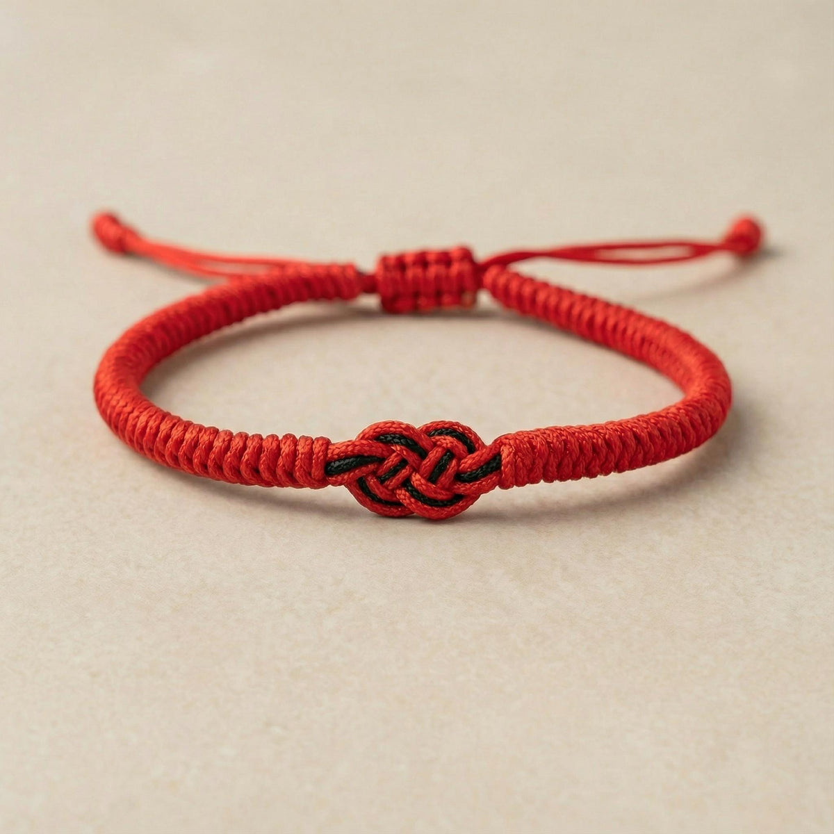 Buddhist Bracelet in Black & Red | Sliding Knot Cord