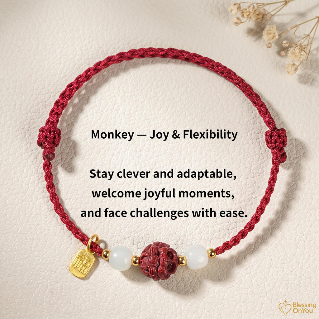 Handmade Red String Zodiac Bracelet, Cinnabar Bead, Temple Blessing Charm (2027 Goat), Jade Beads, Lucky Protection Jewelry,Gift for Her Him