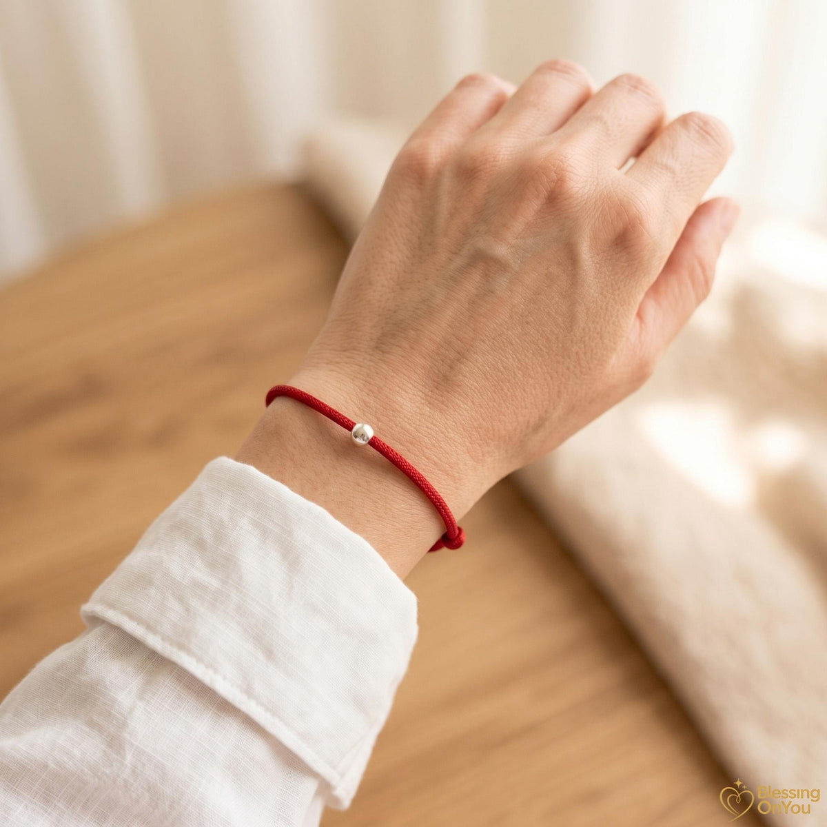 Buddhist Blessing Bracelet | 925 Silver Lucky Amulet Protection Bracelet | Red String Jewelry | Good Fortune Spiritual Gift | Minimalist
