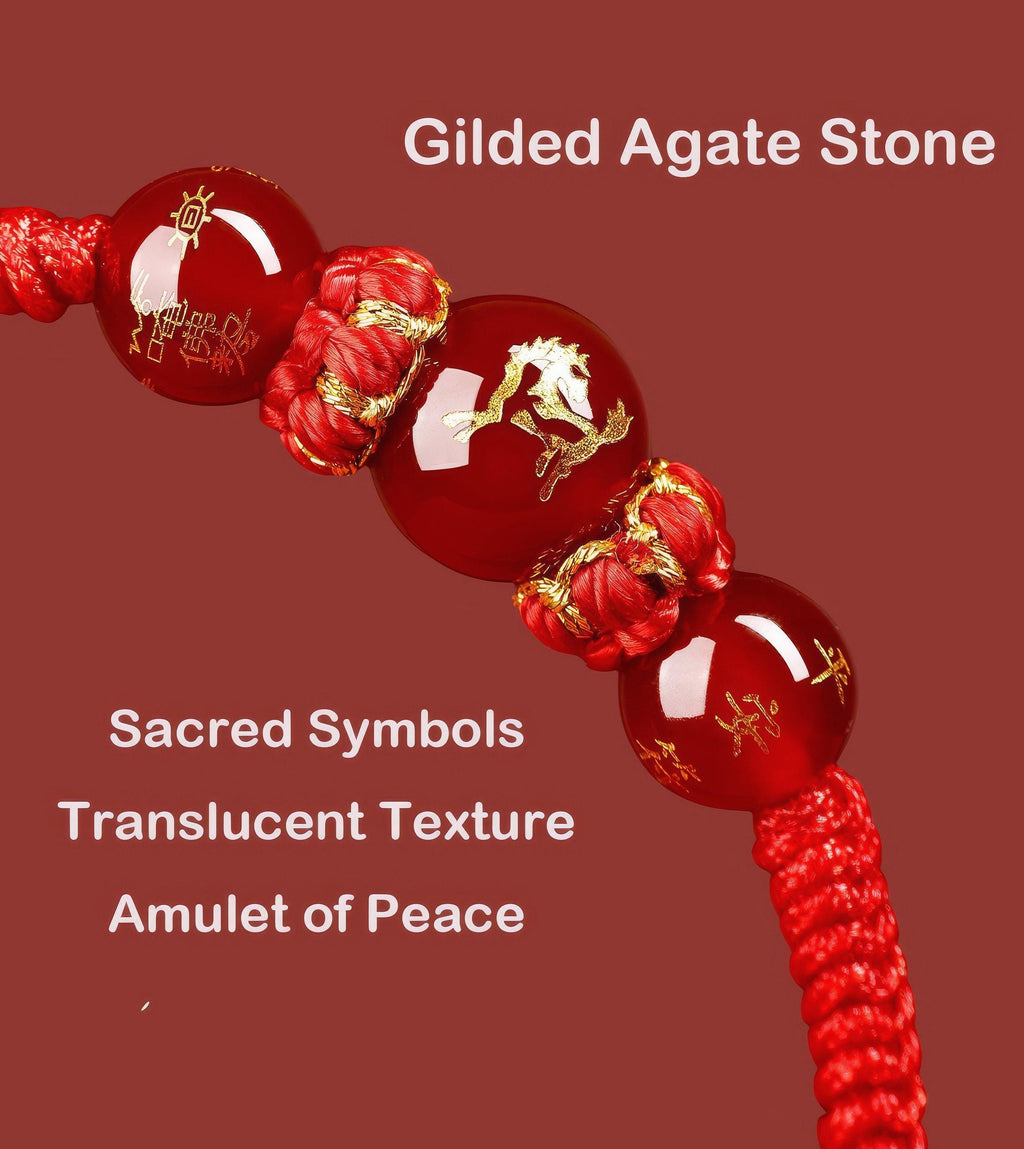 2027 Zodiac Protection Bracelet, Red String Agate Amulet, Energy Shield for Year of the Goat, Temple Blessed Gift
