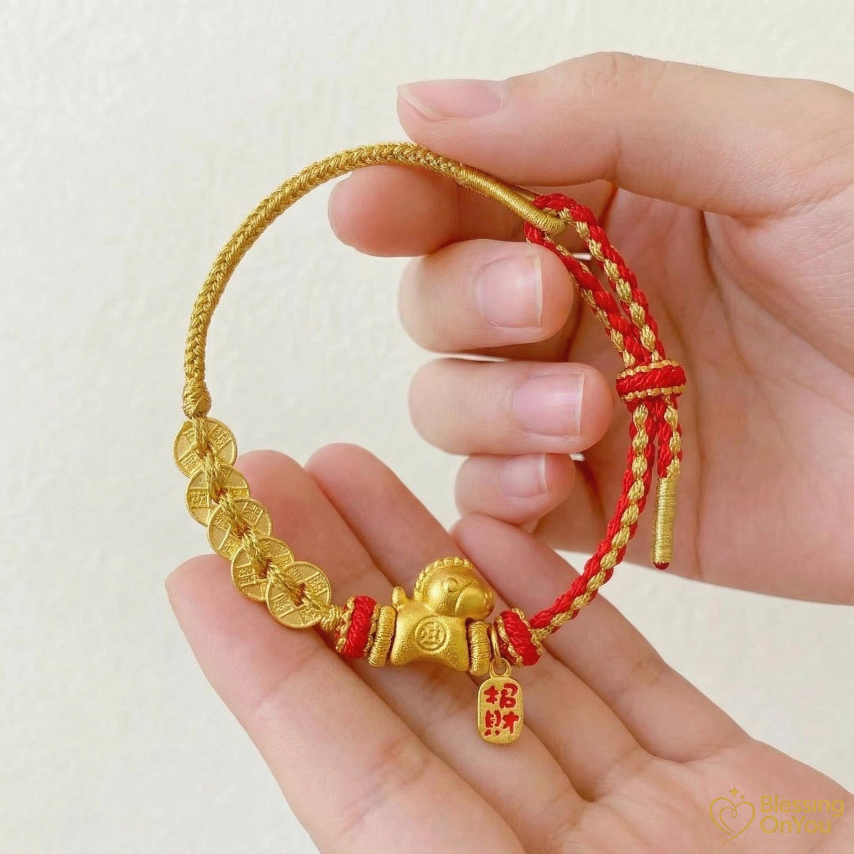Red String Wealth Bracelet, Wealth Attraction Lucky Horse Charm, Prosperity & Protection Gift, Feng Shui Five Emperors Coins Bracelet