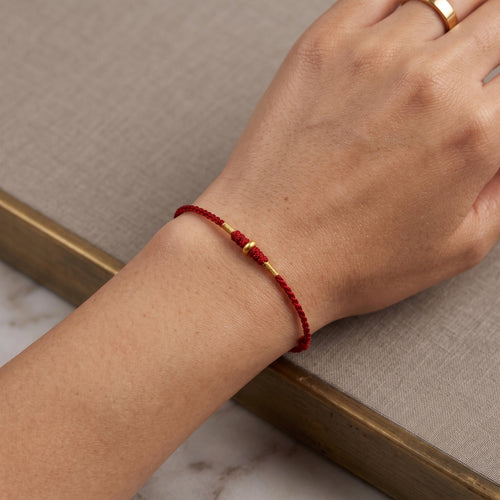 Adjustable Woven Cord Bracelet with 24K Pure Gold Accent
