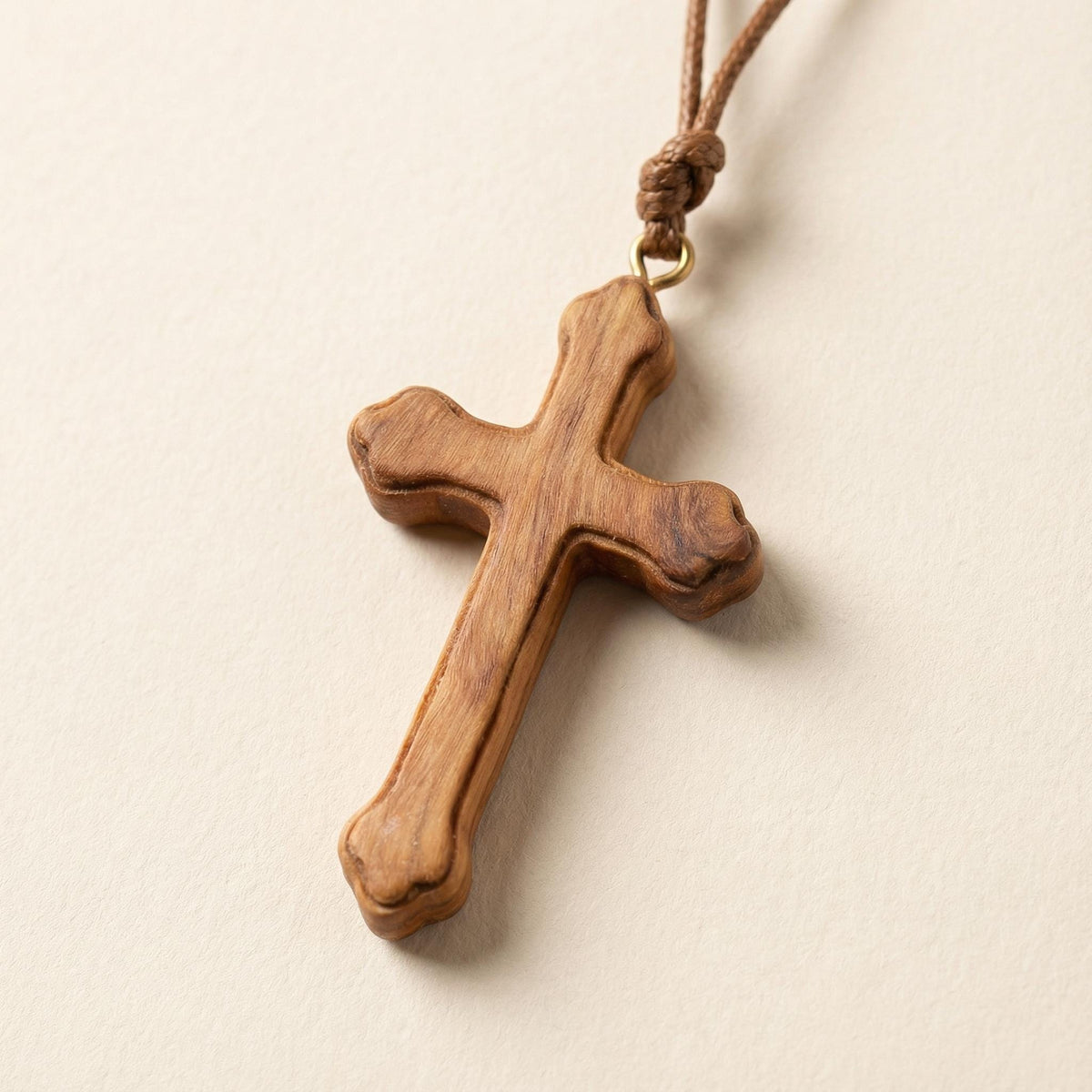Handmade Olive Wood Cross Necklace