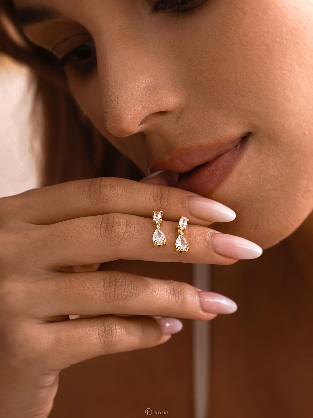 Dainty Diamond Drop Earrings, Minimalist Diamond Stud Earrings, CZ Gold Earrings, Wedding Jewelry, Bridesmaids Gift, Christmas Gift for Mom