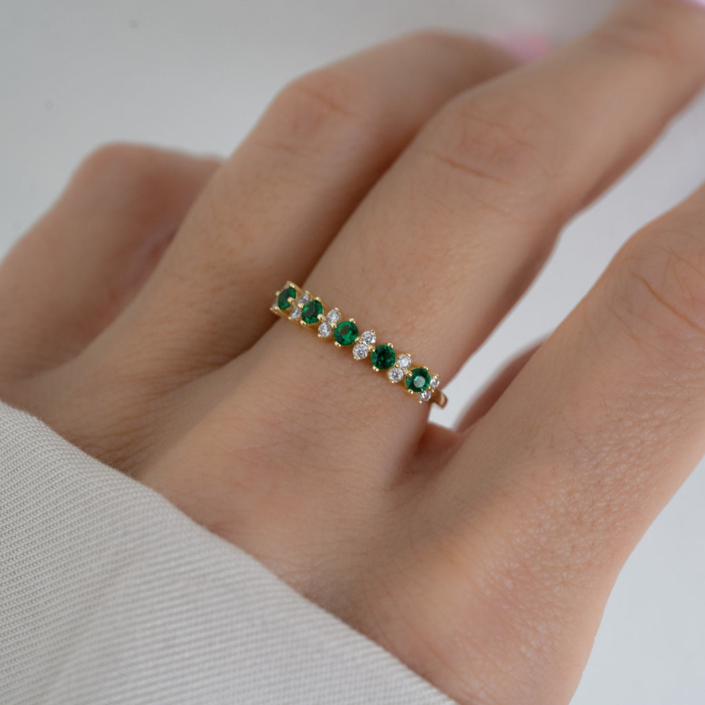 Sami Jewels Emerald Ring, Gemstone Ring, Emerald Jewelry, Gift for Her, Gold Ring, Stacking Ring, May Birthstone Silver Ring Engagement Ring