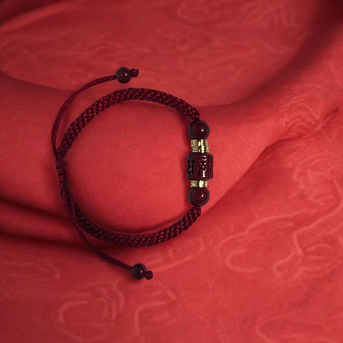 Cinnabar Mantra Bracelet, Spinning Prayer Wheel Red String Bracelet, Mount Putuo Blessed Jewelry, Zodiac Gift