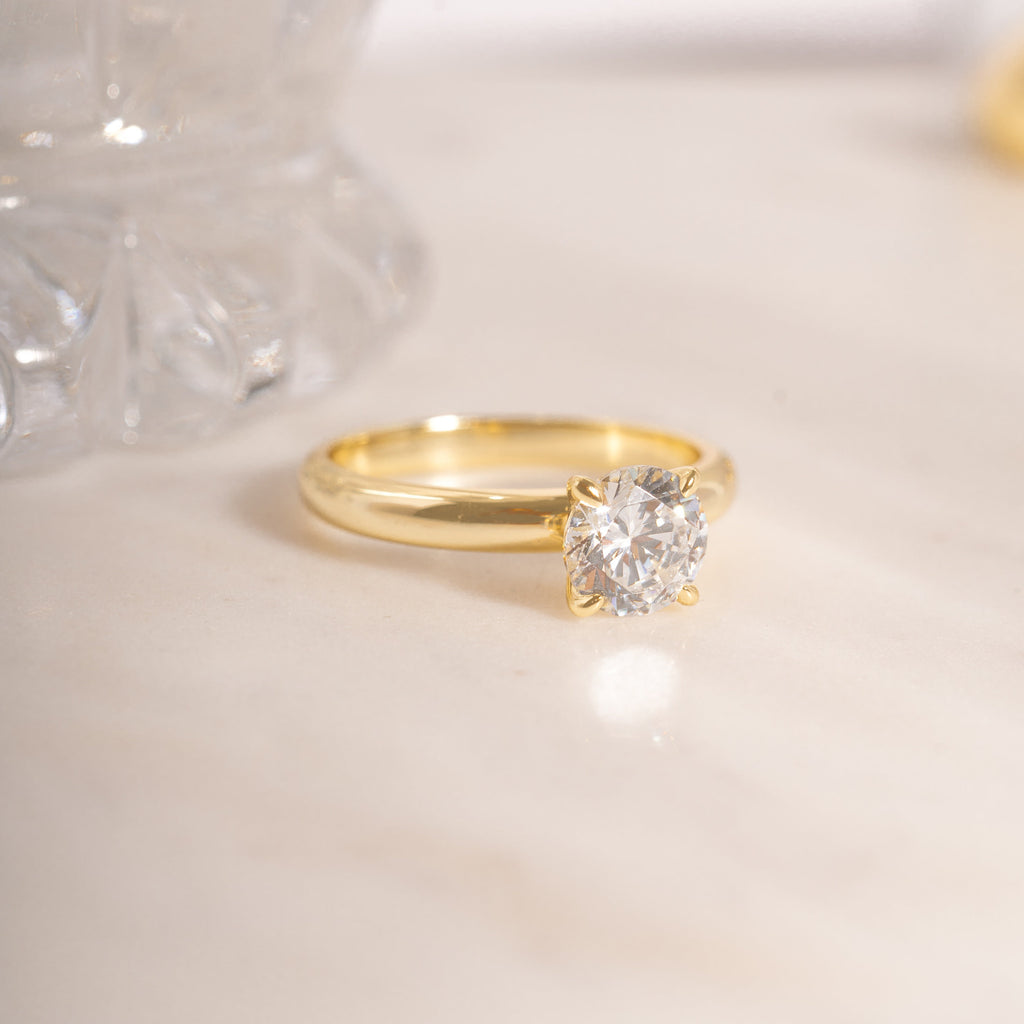 Round Solitaire Ring, Wedding Ring, Engagement Ring, Anniversary Ring, Diamond Ring, Cubic Zirconia Ring, Statement Ring, Gift for Wife