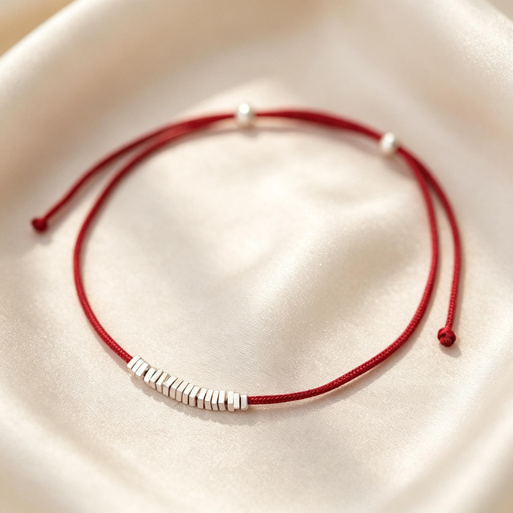 Whispers of Peace 999 Silver Red String Bracelet, Red Cord Bracelet, Good Luck & Protection Jewelry, Peace Blessing Gift, Handmade