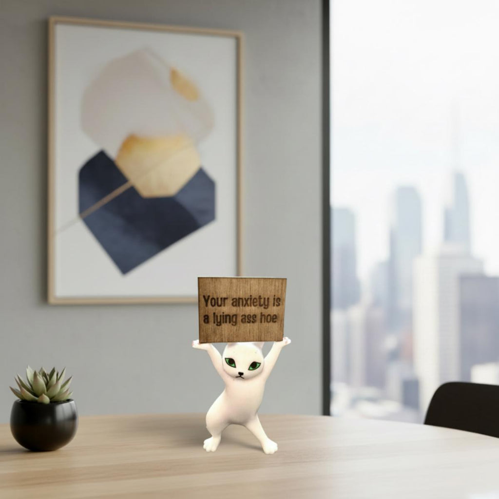 Funny Cat Figurine Your Anxiety Is a Lying Ass Sassy Mental Health Gift Blunt Affirmation Decor Anxiety Relief Self Care Desk Cat