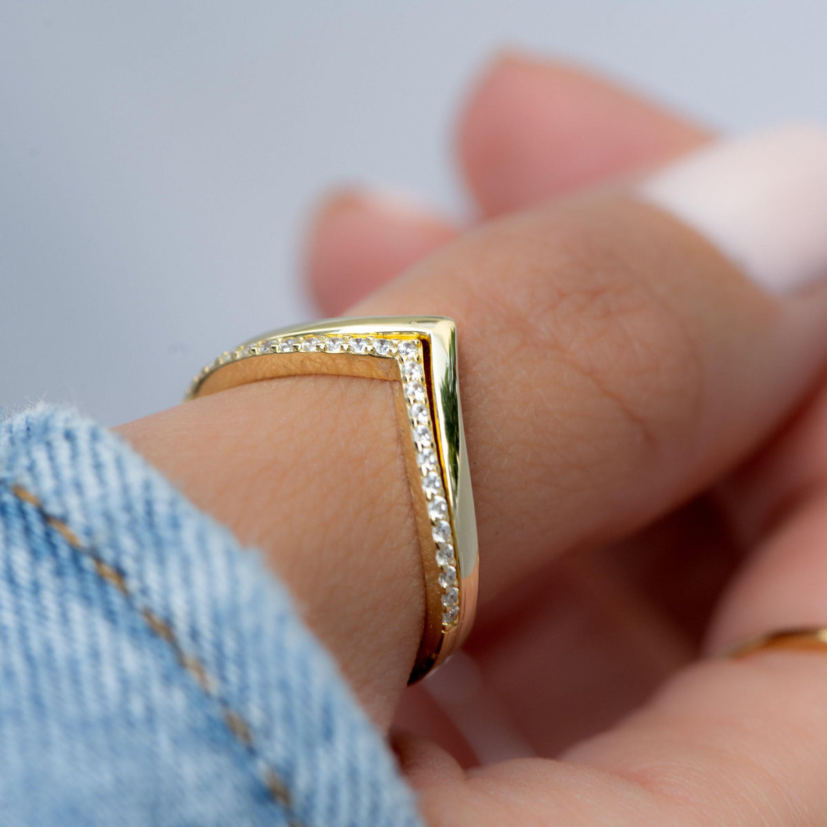 V Ring Set, Stacking Ring, Chevron Ring, Minimalist Ring, Wedding Band, Geometric Ring, Ring Set, Gift for Her, Dainty Ring, Thumb Ring