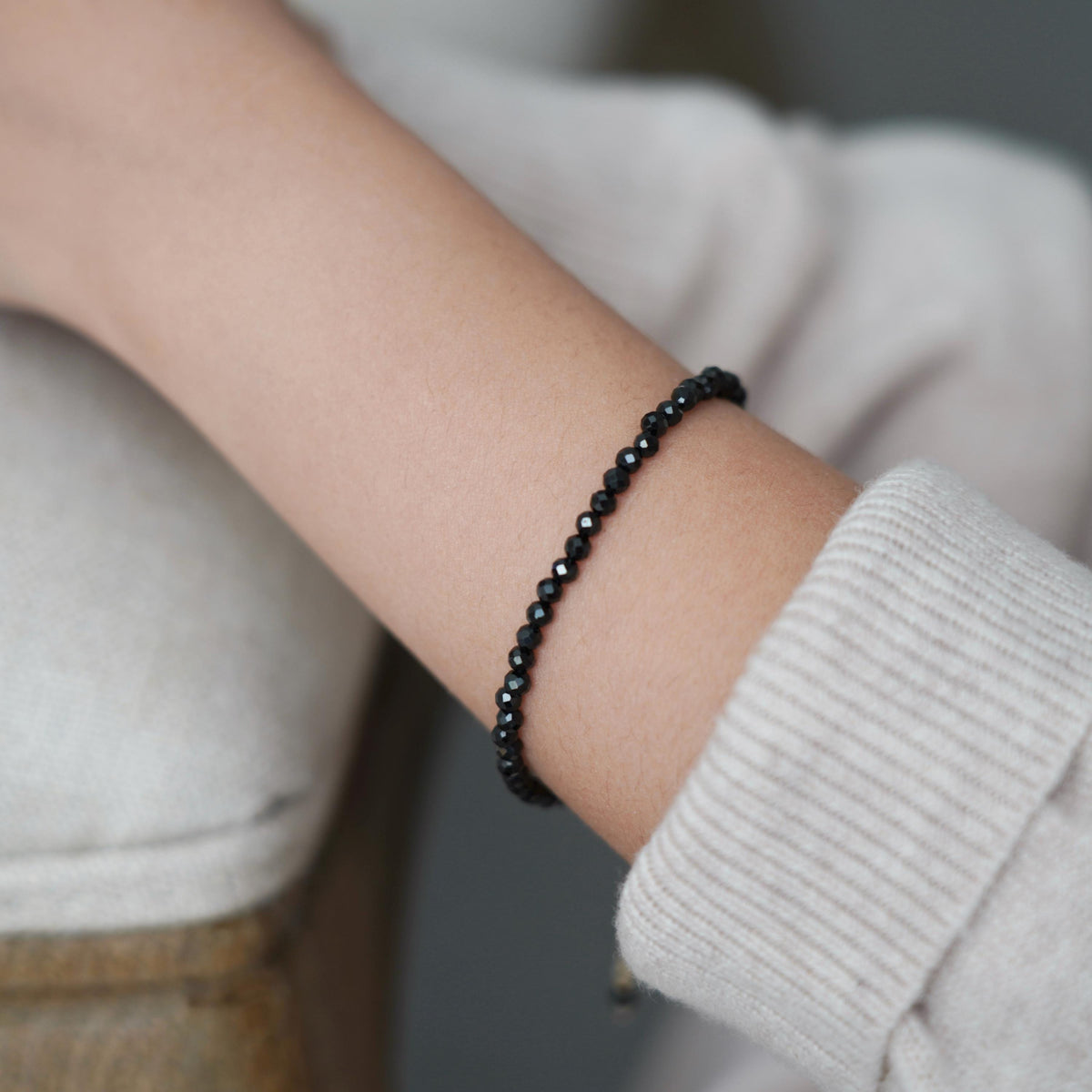 Natural 3mm Black Tourmaline Bracelet - Grounding Stone Shield Against Negative Energy - Protection Healing Crystal Bracelet Gift for her