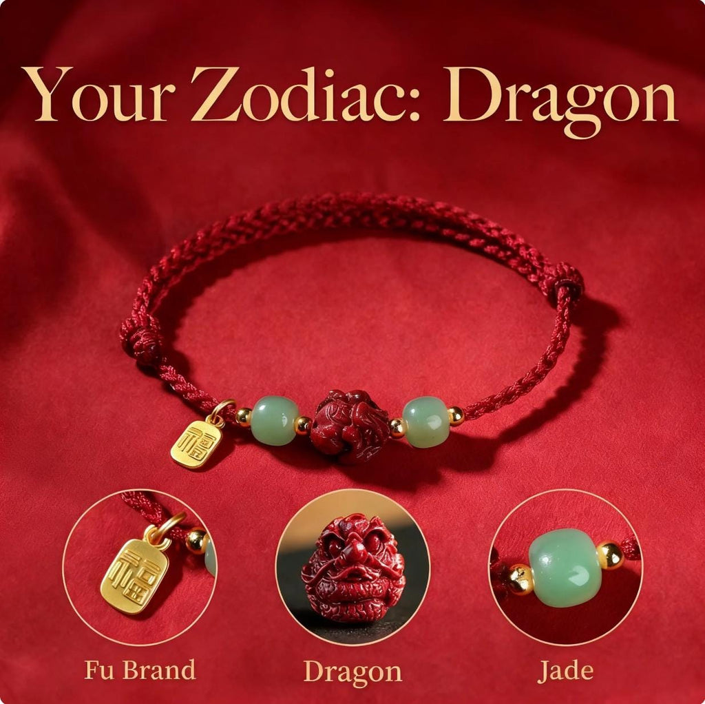 Zodiac Red String Bracelet,Cinnabar Animal Charm, Jade Beads, Fu Lucky Charm,Adjustable Protection Bracelet, Handmade Knot, Gift for Her Him