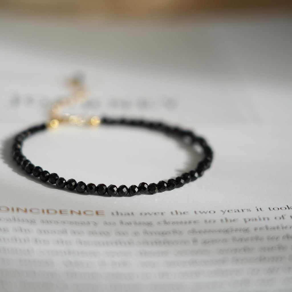 Natural 3mm Black Tourmaline Bracelet - Grounding Stone Shield Against Negative Energy - Protection Healing Crystal Bracelet Gift for her