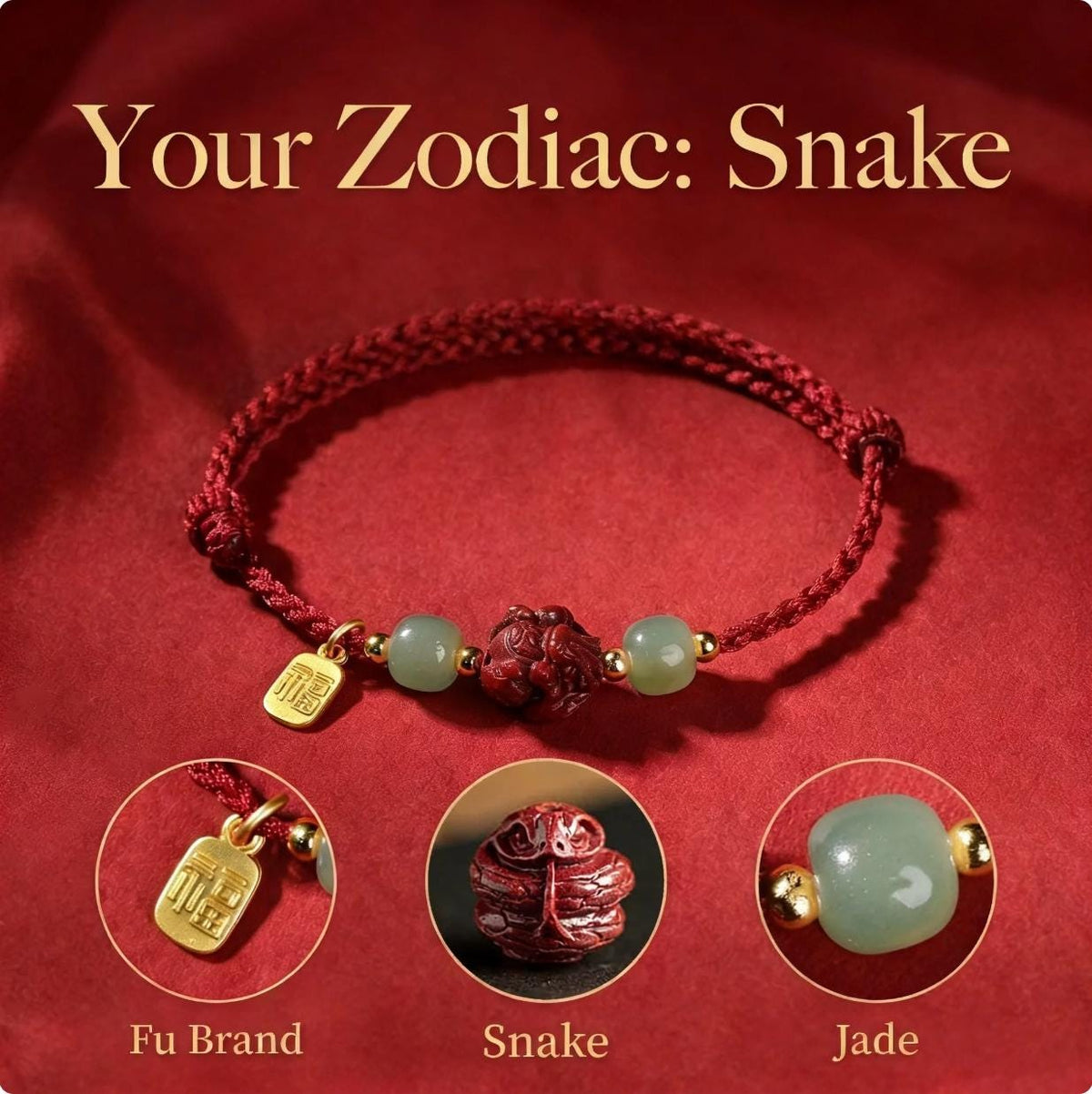 Zodiac Red String Bracelet,Cinnabar Animal Charm, Jade Beads, Fu Lucky Charm,Adjustable Protection Bracelet, Handmade Knot, Gift for Her Him