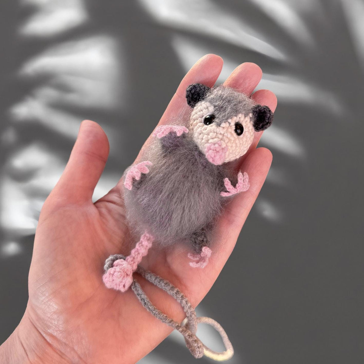 Possum RearView Mirror Accessory Crochet Opossum Car Charm, Car Mirror Hanging Accessory Car Decoration, Car Ornament, Crochet Car Accessory