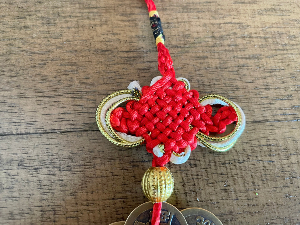 Brass Chinese Feng Shui I Ching Divination Coins Red Tassel Ancient Chinese Dynasty Time Coin Good Luck Health Wealth招财进宝