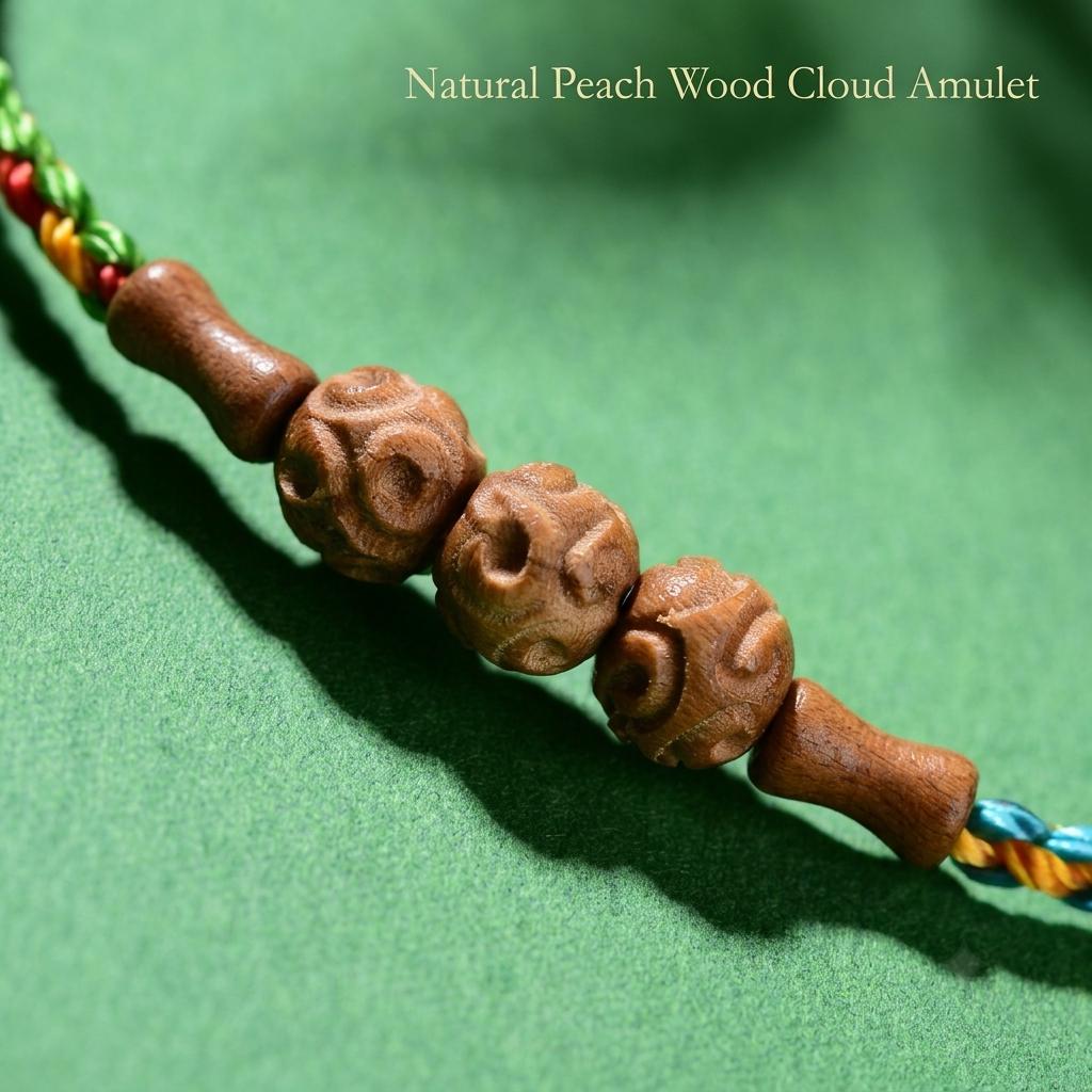 Buddhist Spiritual Five Color Bracelet,Red string bracelet ,Temple Blessed Peach Wood Charm,Feng Shui Protection Amulet