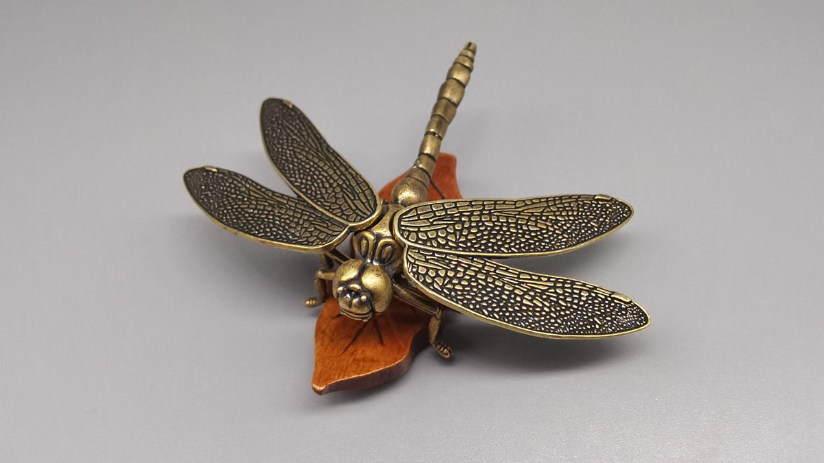 Brass Dragonfly Statue, Home Decor, Detachable Wing Sculpture, Animal Sculpture