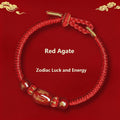 Buddhist Spiritual Zodiac Red String Bracelet | Temple Blessed Agate Protection Bracelet | Feng Shui Lucky Amulet for Horse, Rat & Rabbit