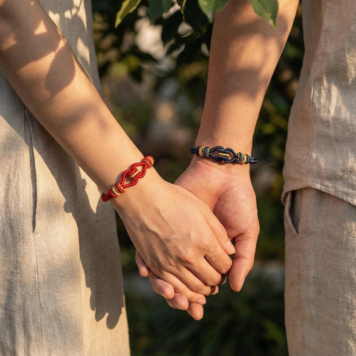 True Love Knot Couple Bracelets, Red String of Fate Amulet, Wedding Gift