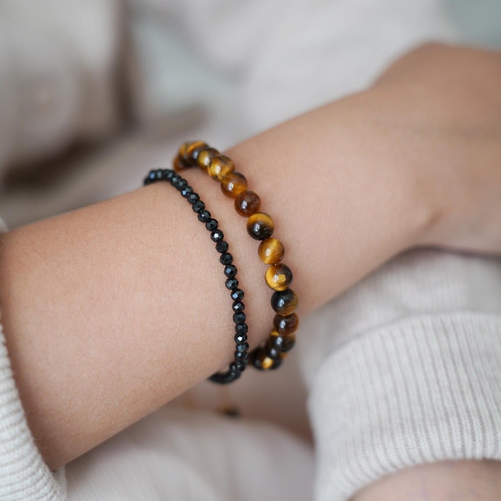 Natural 3mm Black Tourmaline Bracelet - Grounding Stone Shield Against Negative Energy - Protection Healing Crystal Bracelet Gift for her
