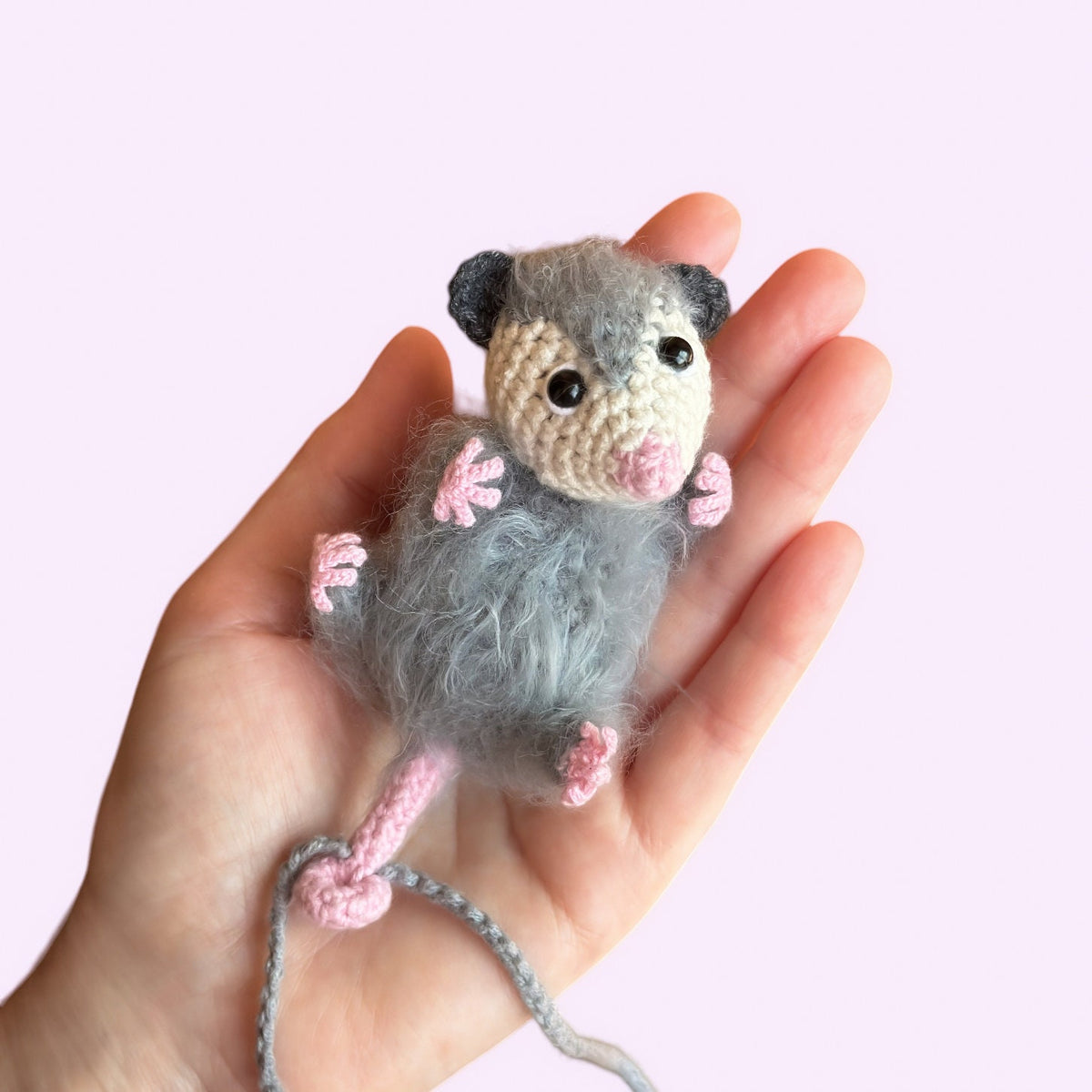 Possum RearView Mirror Accessory Crochet Opossum Car Charm, Car Mirror Hanging Accessory Car Decoration, Car Ornament, Crochet Car Accessory