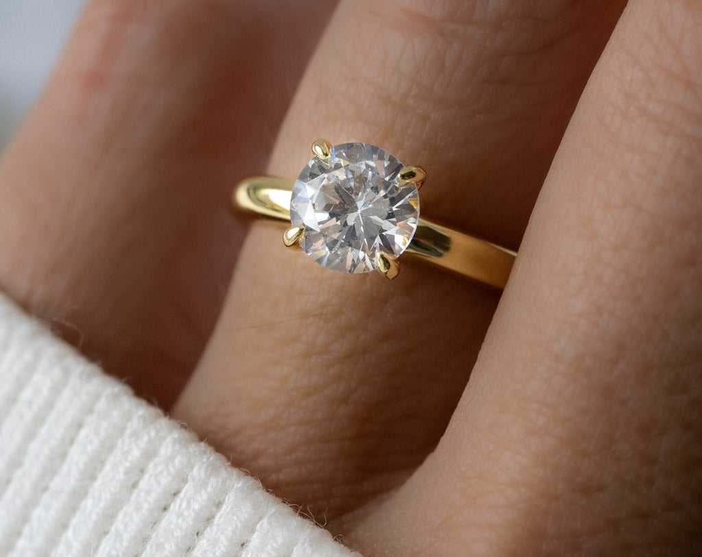 Round Solitaire Ring, Wedding Ring, Engagement Ring, Anniversary Ring, Diamond Ring, Cubic Zirconia Ring, Statement Ring, Gift for Wife
