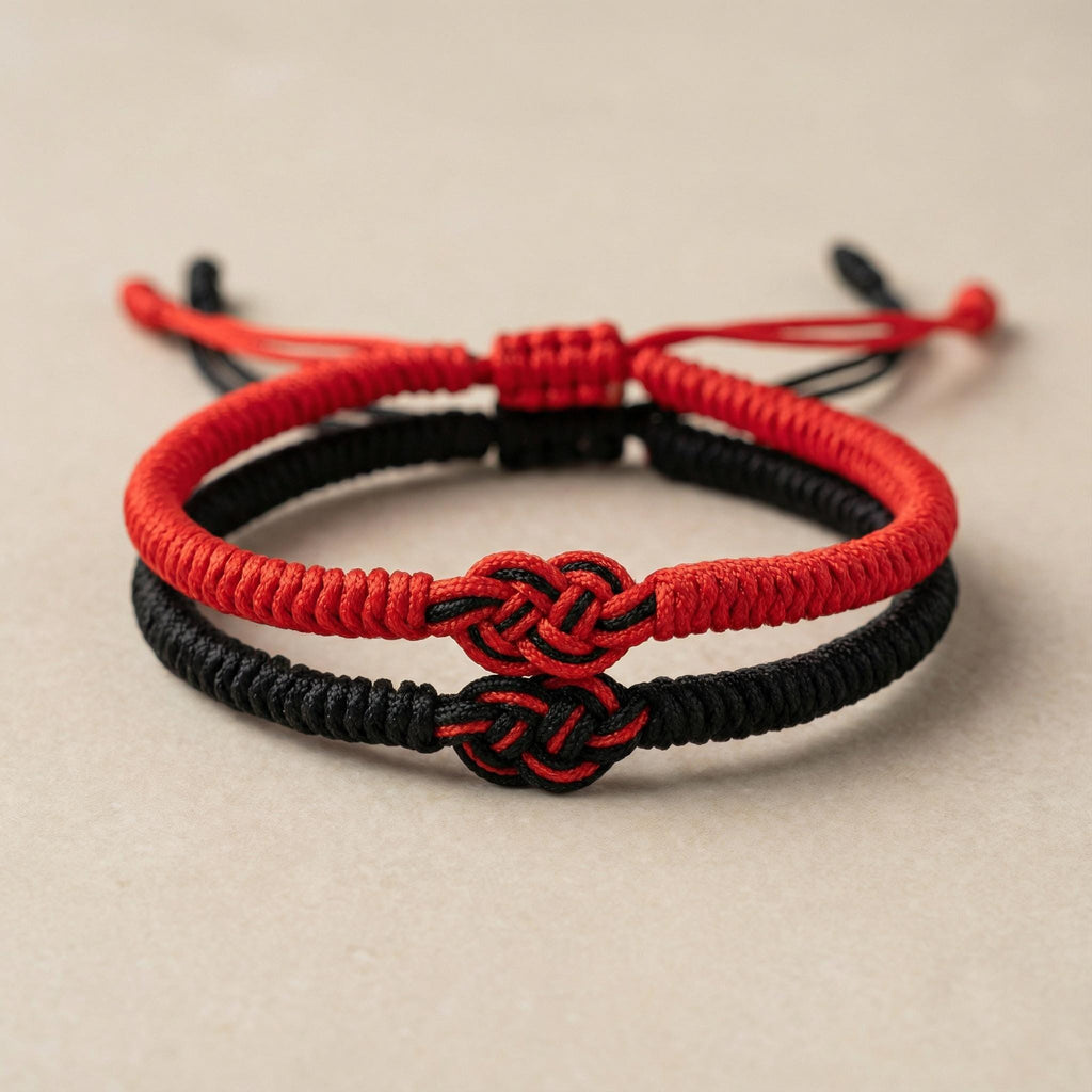 Buddhist Bracelet in Black & Red | Sliding Knot Cord