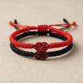 Buddhist Bracelet in Black & Red | Sliding Knot Cord