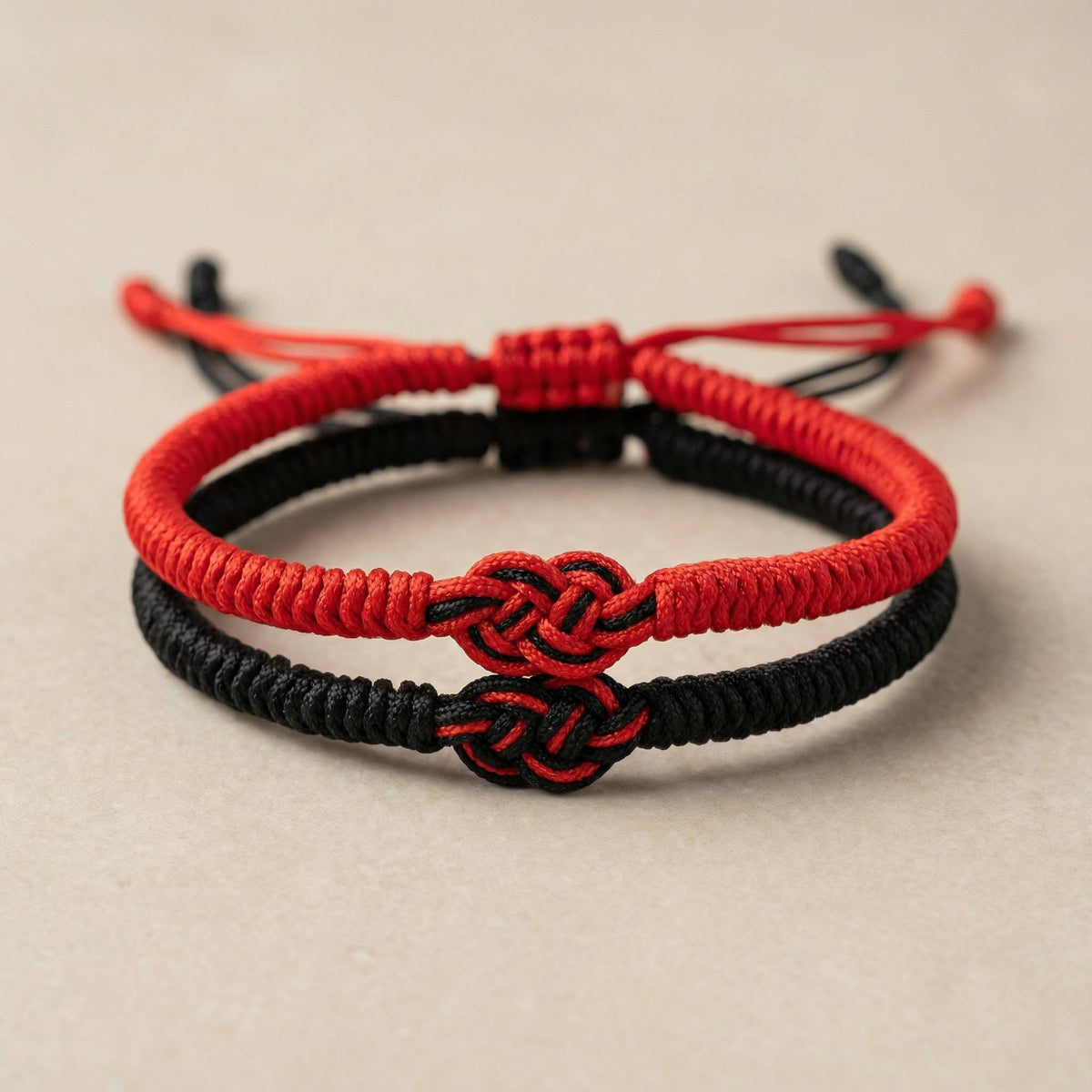 Buddhist Bracelet in Black & Red | Sliding Knot Cord