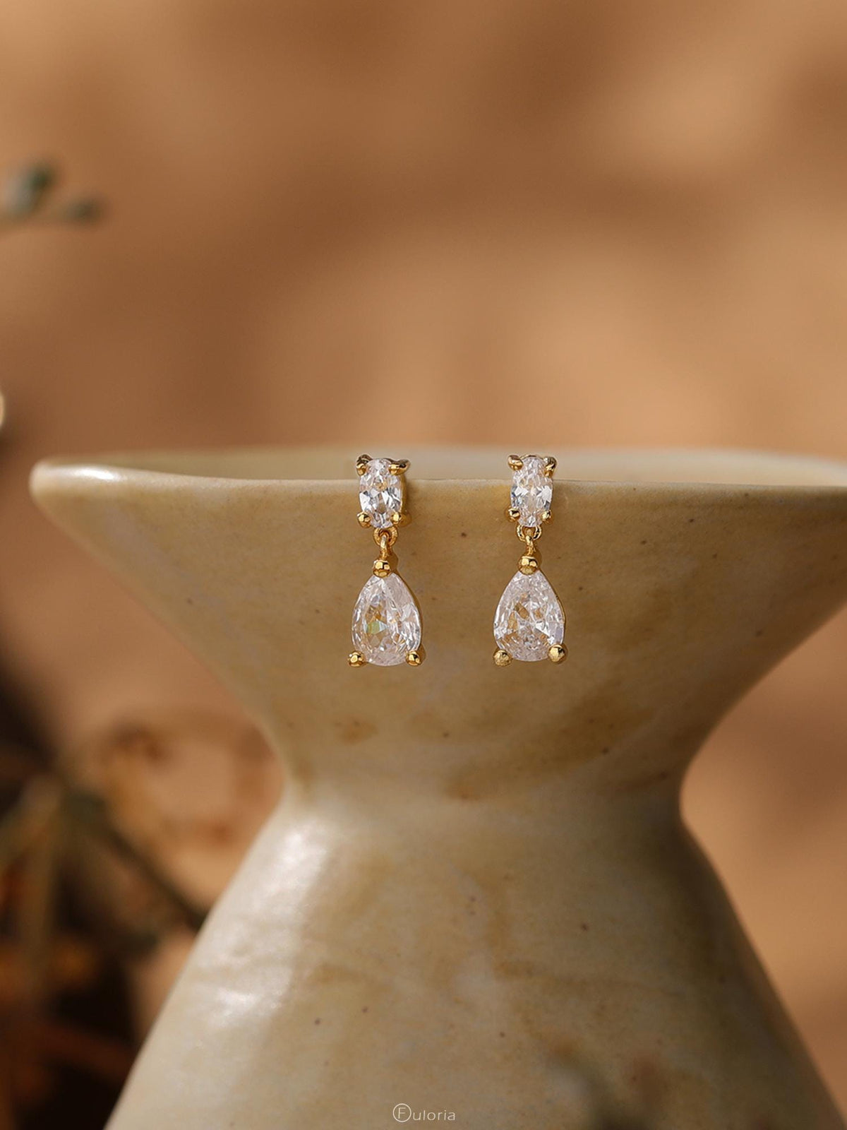 Dainty Diamond Drop Earrings, Minimalist Diamond Stud Earrings, CZ Gold Earrings, Wedding Jewelry, Bridesmaids Gift, Christmas Gift for Mom